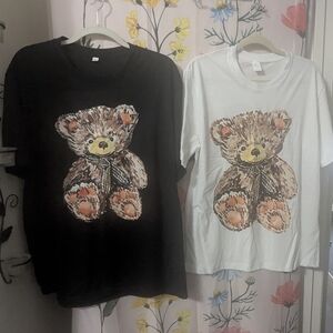 Teddy Bear Graphic T-Shirts in Black and White